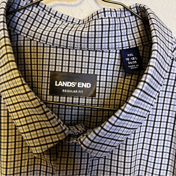 Lands' End Men's Blue Checkered Regular Fit Button Down Shirt Size XXL - Picture 2 of 11